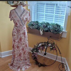 maxi dress, large, floral, no brand